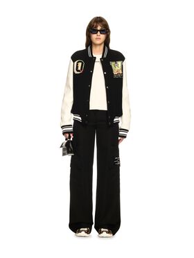 OFF WHITE Black Flowers Varsity Jacket BLACK OWEK006S25FAB003