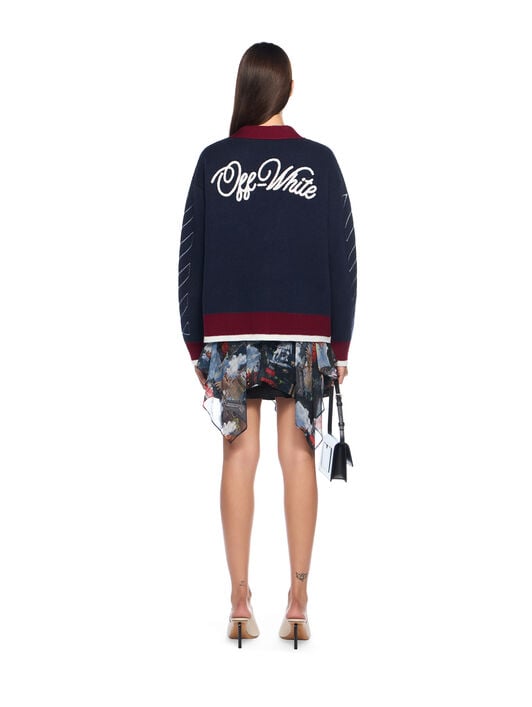 Jacquard Knit Varsity Cardigan OFF WHITE Jacquard Knit Varsity Cardigan BLUE IRIS-WHITE OWHB04GF25KNI001