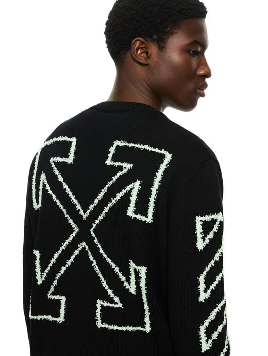 OFF WHITE Diag Arr Fuzzy Knit Crewneck BLACK 44MHE087S26K001