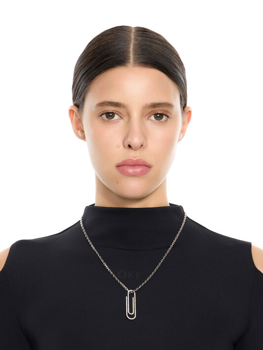 OFF WHITE Paperclip Strass Necklace SILVER - SILVER OWOB146S26MET001