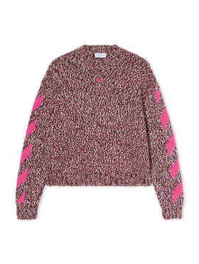OFF WHITE Mouline Arrow Knit Crewneck Sweater RED DAHLIA-FUCHSIA OWHE10JF25KNI001