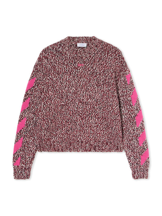 OFF WHITE Mouline Arrow Knit Crewneck Sweater RED DAHLIA-FUCHSIA OWHE10JF25KNI001