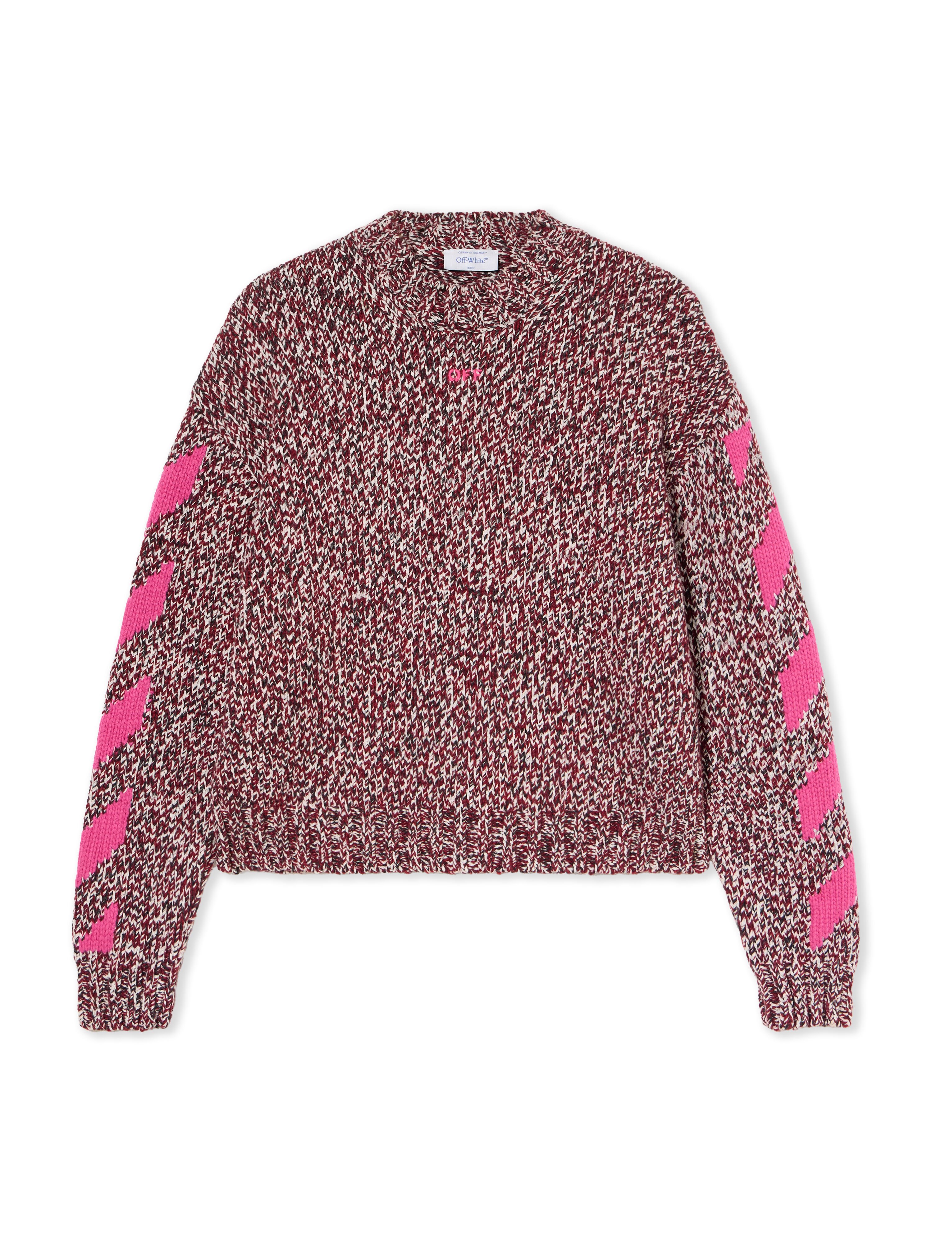 OFF WHITE Mouline Arrow Knit Crewneck Sweater RED DAHLIA-FUCHSIA OWHE10JF25KNI001