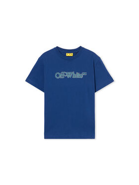 OFF WHITE Big Bookish Crackle Logo T-Shirt BLUE - TEAL OBAA002F25JER001