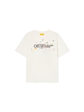 OFF WHITE Big Bookish Splat Logo T-Shirt WHITE - BLACK OBAA002F25JER005
