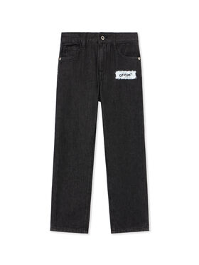 OFF WHITE Diagonal Sponge Logo Denim Pants BLACK - WHITE OBYA005F25DEN001