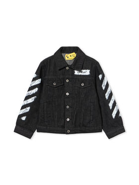 OFF WHITE Diagonal Sponge Denim Jacket BLACK - WHITE OBYE001F25DEN001