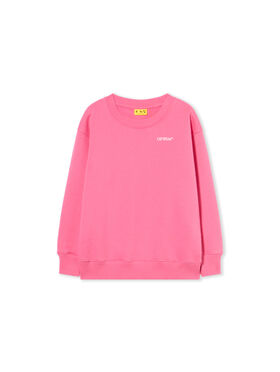 OFF WHITE Arrow Outline Flock Crew Logo Sweatshirt FUCHSIA - WHITE OGBA001F25FLE005