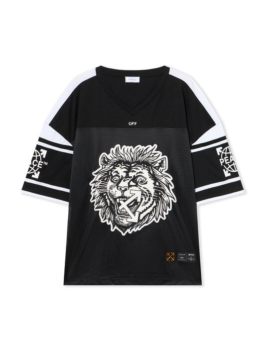 Lion Mesh Football Tee OFF WHITE Lion Mesh Football Tee BLACK - WHITE OMAD003F25JER001