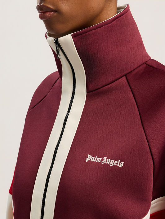 PALM ANGELS Colorblock Anorak Track Jacket BURGUNDY - OFF WHITE PWBD067F25FAB001