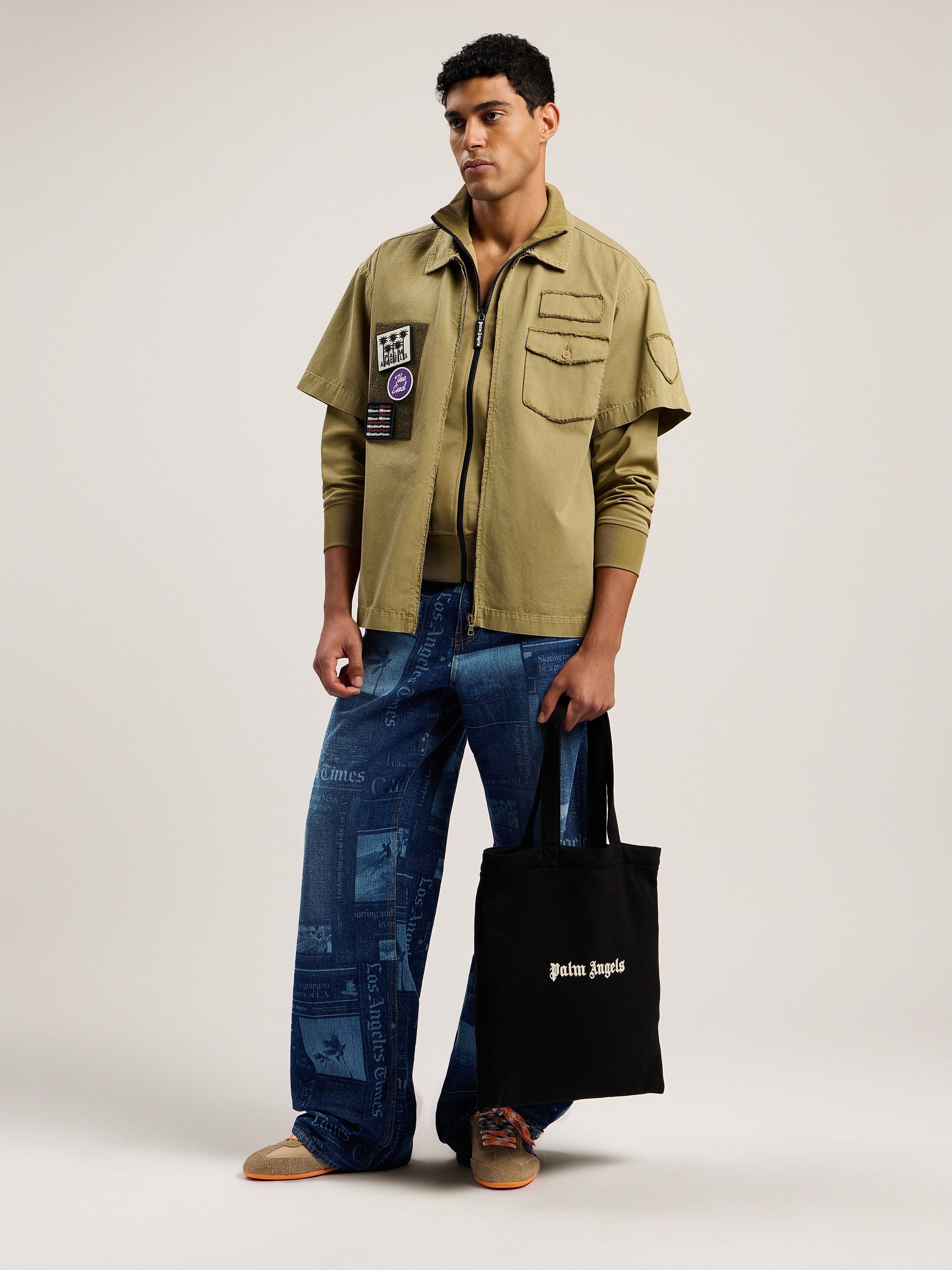 Classic Logo Tote Bag PALM ANGELS Classic Logo Tote Bag BLACK - OFF WHITE PMNA07GF25FLE002