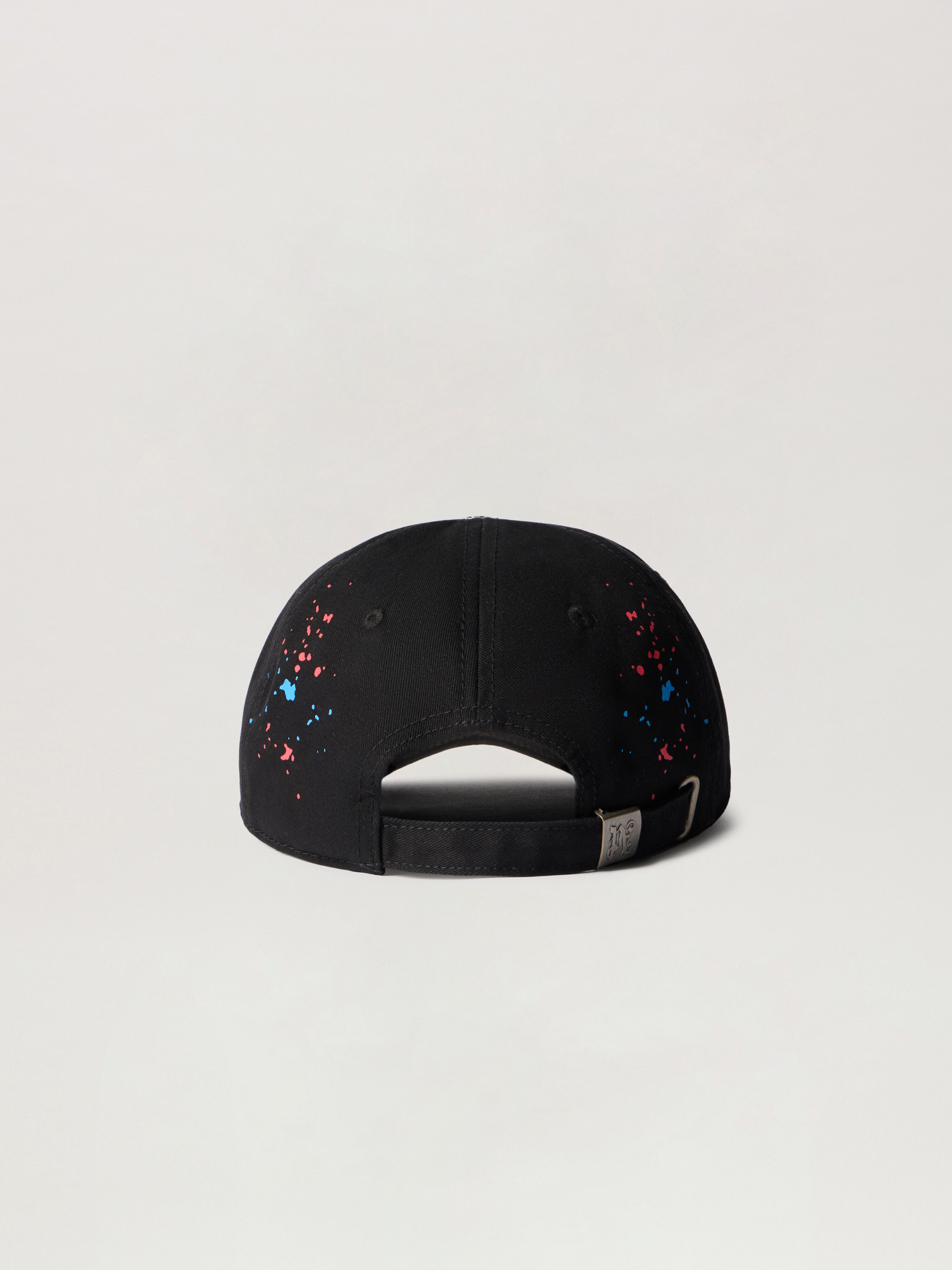 PALM ANGELS Curved Logo Painted Cap BLACK - MULTICOLOR PMLB104F25FAB001