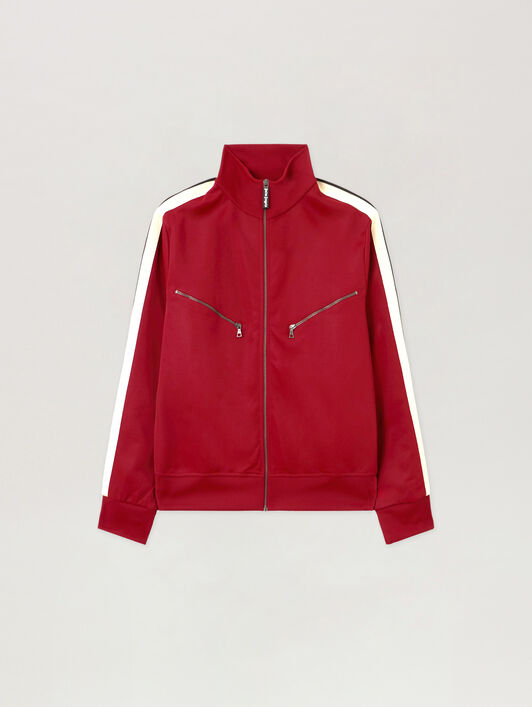 PALM ANGELS Curved Logo Zip-Up Track Jacket RED - OFF WHITE PMBD08HF25FAB001