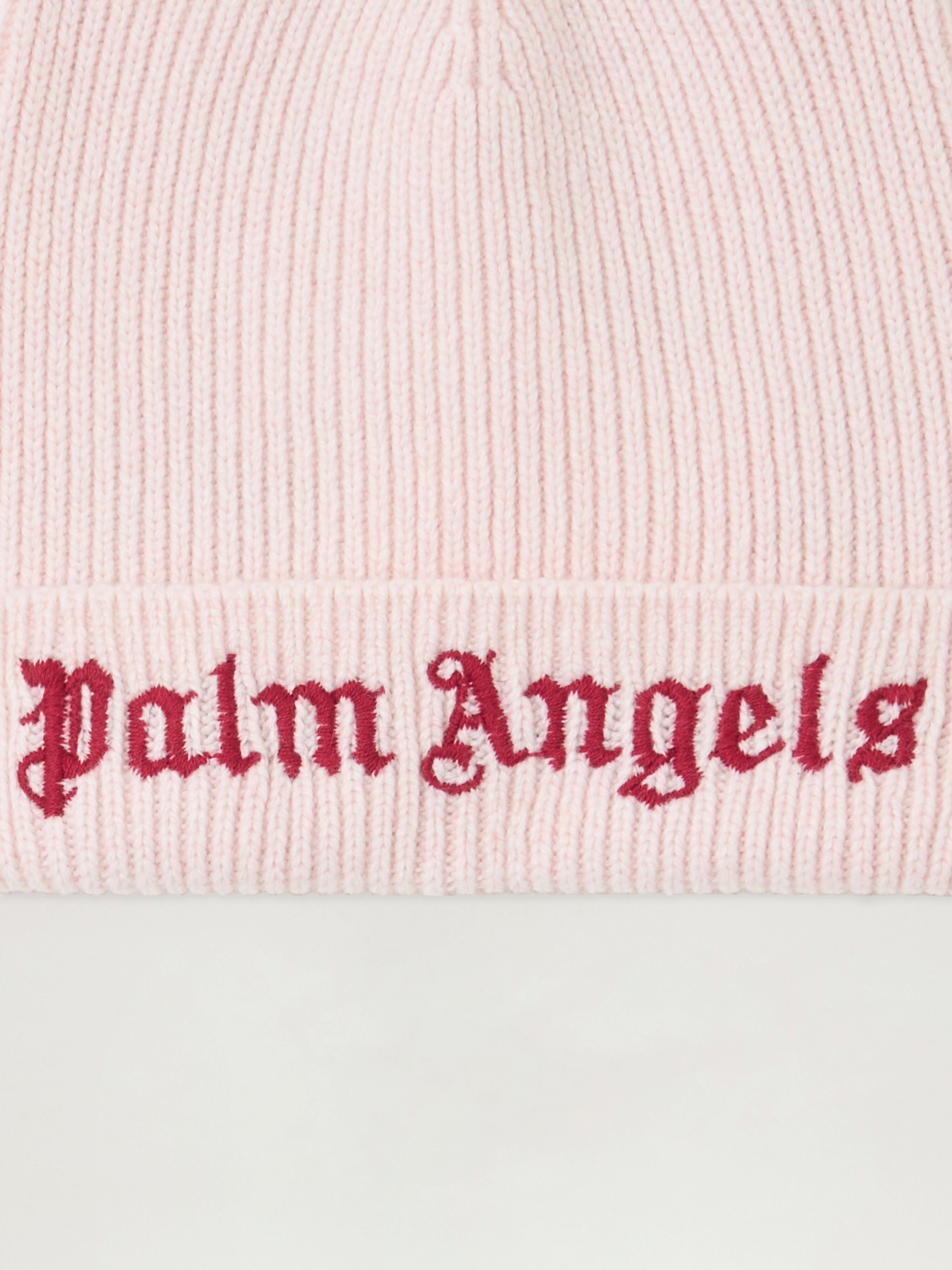 PALM ANGELS Embroidered Logo Knit Beanie ROSE PINK - BRICK RED PGLC006F25KNI001