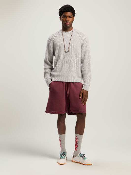 PALM ANGELS Spray Waist Logo Sweatshorts BURGUNDY - RED PMCI019F25FLE001