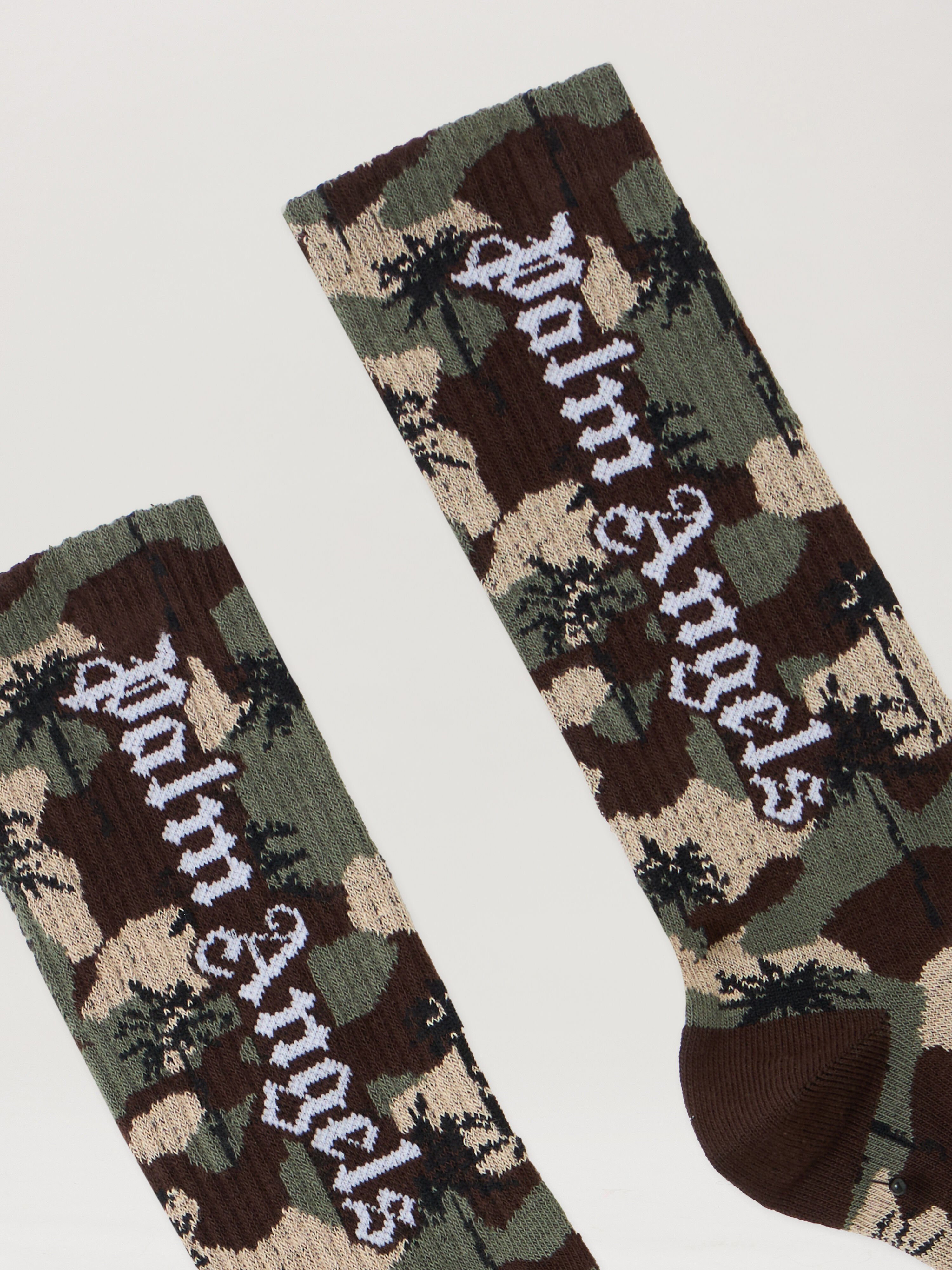 PALM ANGELS Camo Palms High Socks MILITARY  OFF WHITE PBRA005F25KNI002