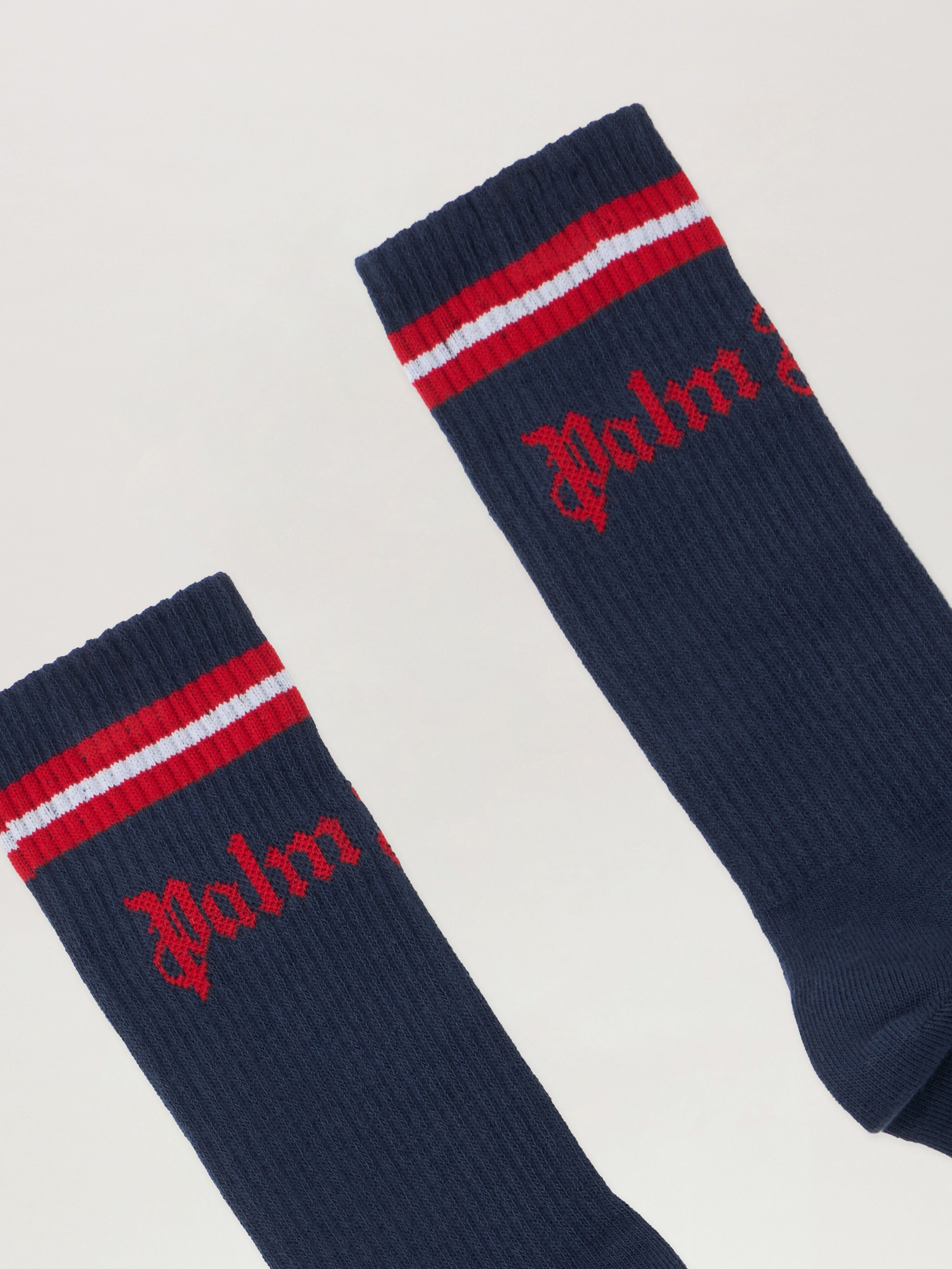 PALM ANGELS Track Socks NAVY BLUE - RED PBRA005F25KNI001