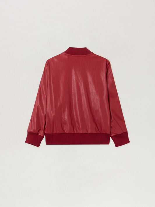 Coated Track Bomber Jacket PALM ANGELS Coated Track Bomber Jacket BRICK RED - BLACK PGEA001F25FAB001