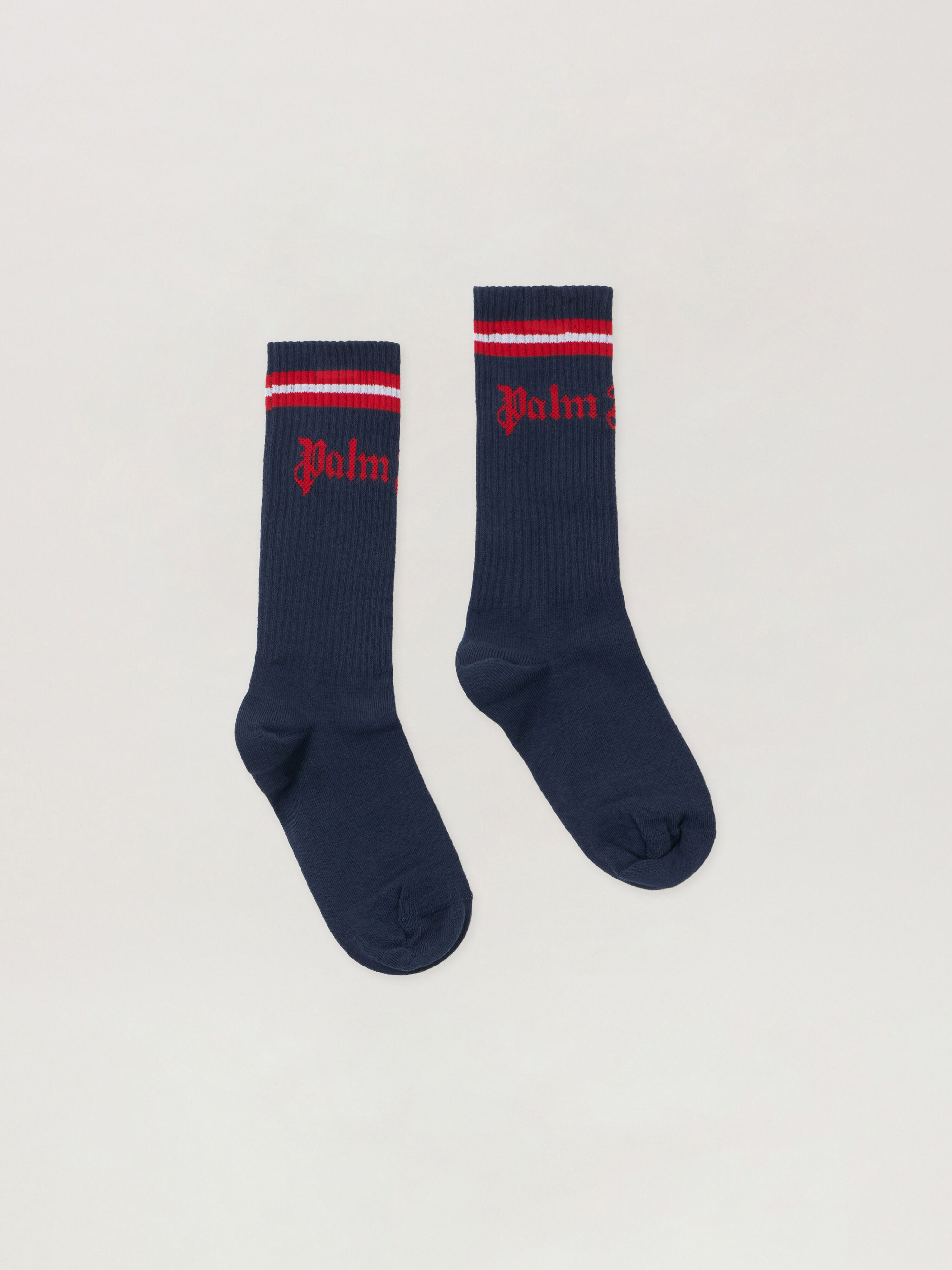 PALM ANGELS Track Socks NAVY BLUE - RED PBRA005F25KNI001