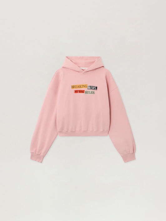 PALM ANGELS PaXLaTimes Quote Crop Hoodie PINK - MULTICOLOR PWBB076F25FLE005