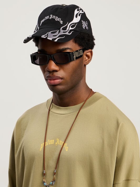 Curved Logo Flames Cap PALM ANGELS Curved Logo Flames Cap BLACK - LIGHT GREY PMLB104F25FAB006