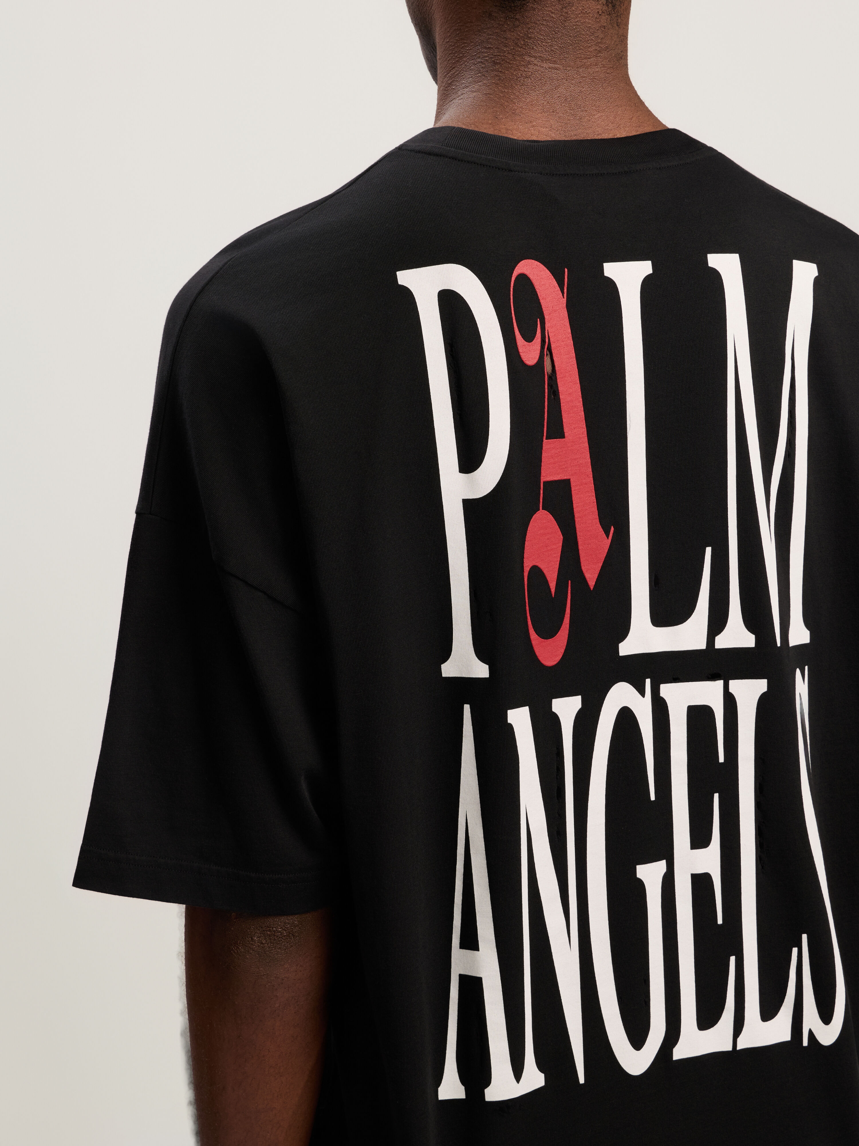 PALM ANGELS Flames Flag Loose T-Shirt BLACK - MULTICOLOR PMAA10DF25JER002