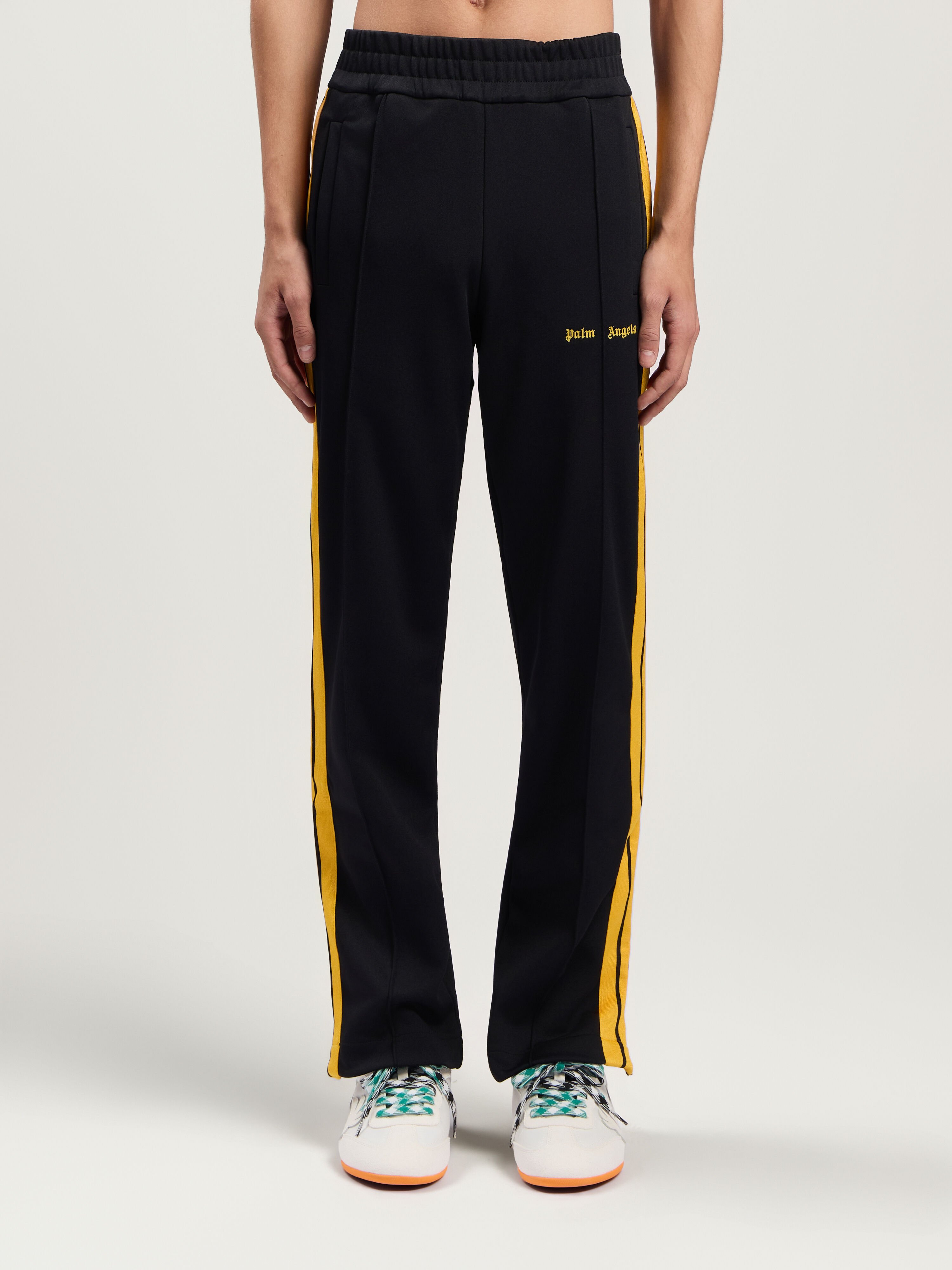 PALM ANGELS Classic Logo Track Pants BLACK - YELLOW PMCJ020F25FAB001