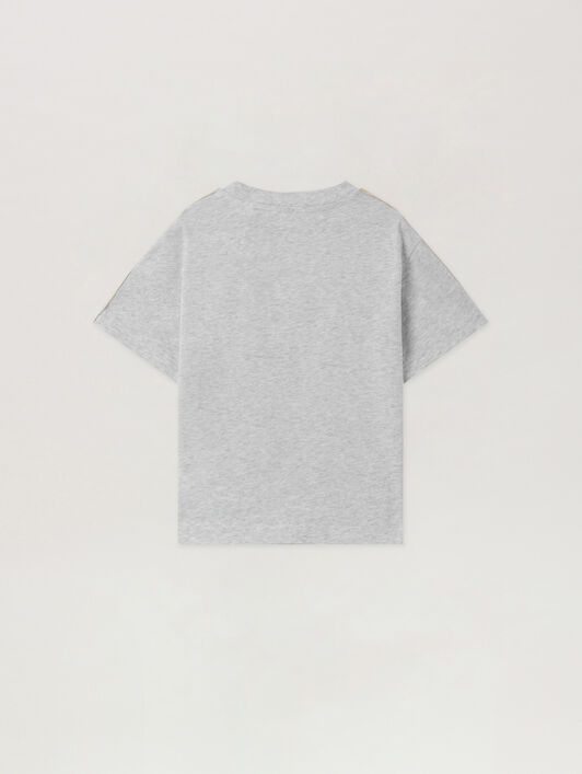 PALM ANGELS Minitrack T-Shirt GREY MELANGE - BLACK PBAA011F25JER001