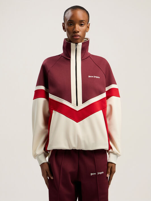 PALM ANGELS Colorblock Anorak Track Jacket BURGUNDY - OFF WHITE PWBD067F25FAB001