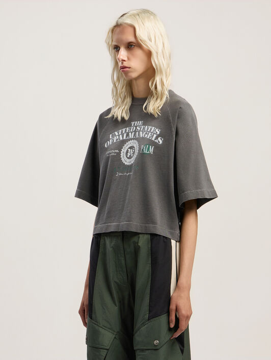 PALM ANGELS Dollar Cropped Tee VINTAGE BLACK - OFF WHITE PWAA07AF25JER001