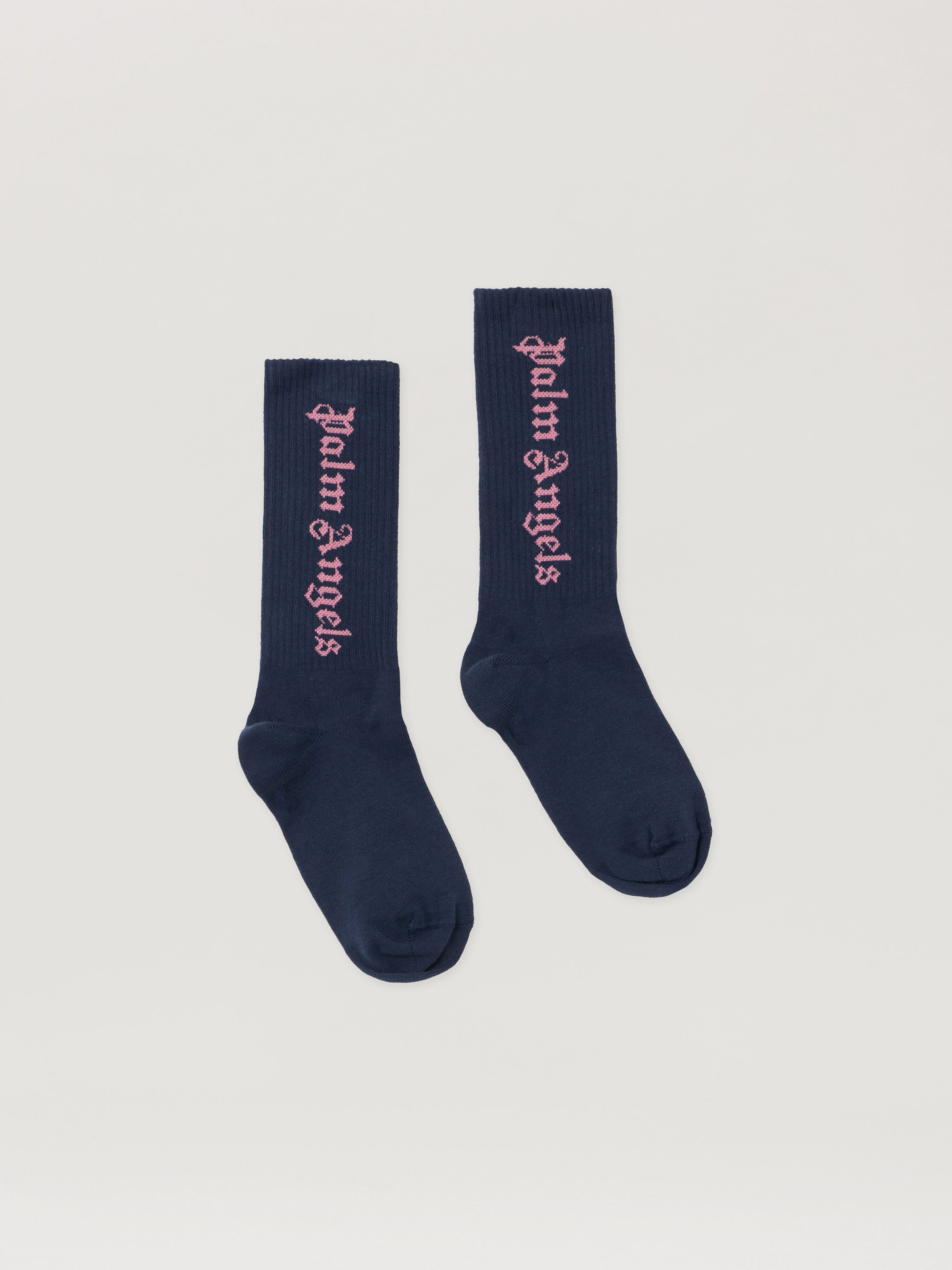 PALM ANGELS Logo Embroidered High Socks NAVY BLUE - PGRA005F25KNI002