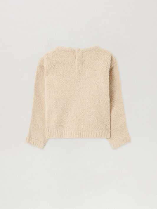 PALM ANGELS Logo Teddy Track Sweater ECRU - BROWN PBXP003F25KNI001