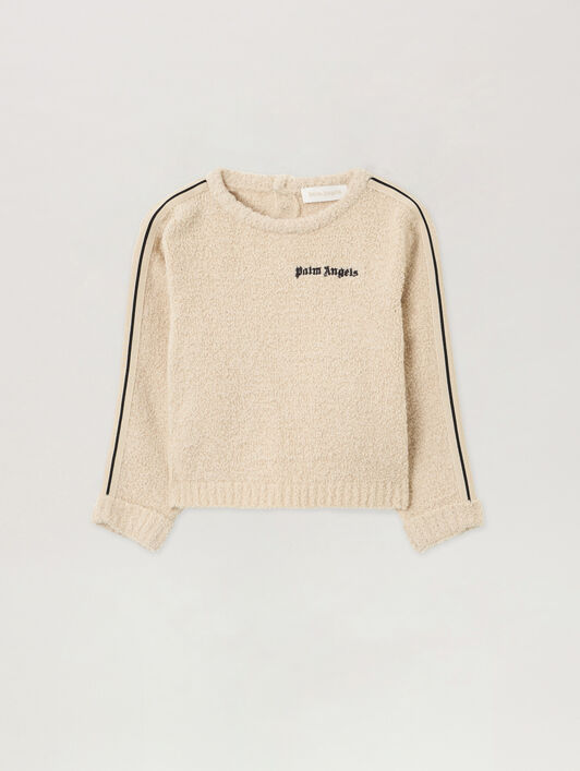 PALM ANGELS Logo Teddy Track Sweater ECRU - BROWN PBXP003F25KNI001