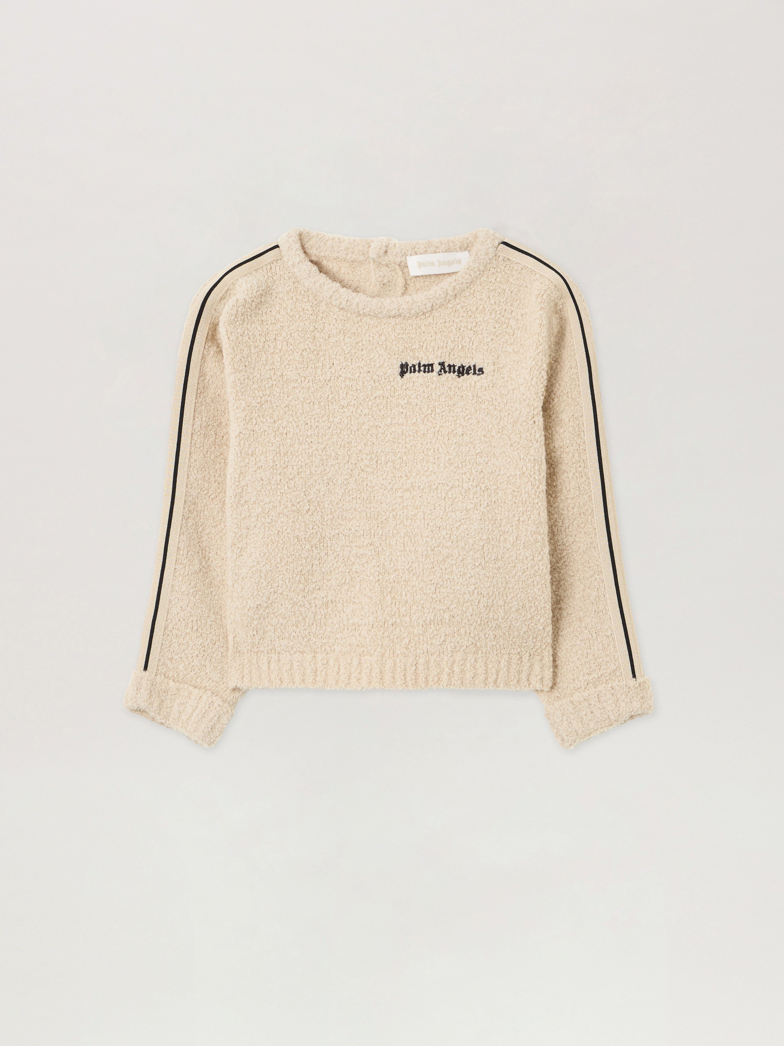 PALM ANGELS Logo Teddy Track Sweater ECRU - BROWN PBXP003F25KNI001