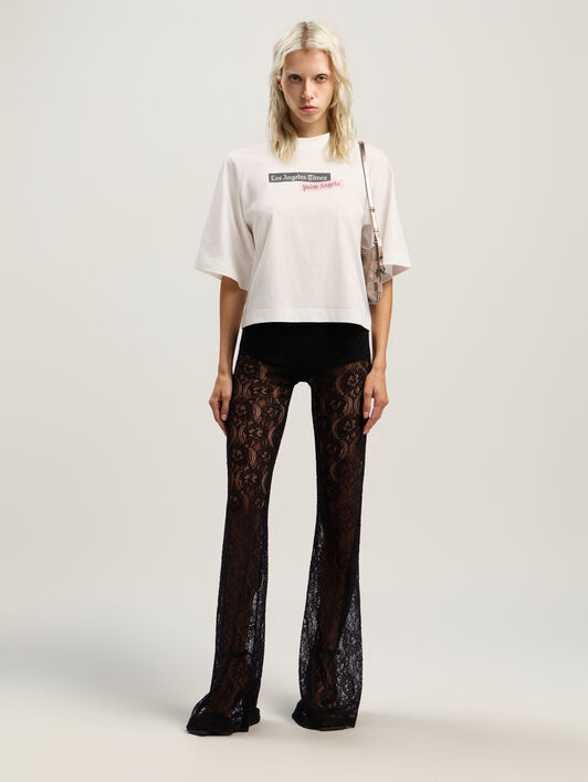 PaxLaTimes Cropped Tee PALM ANGELS PaxLaTimes Cropped Tee OFF WHITE - MULTICOLOR PWAA079F25JER004