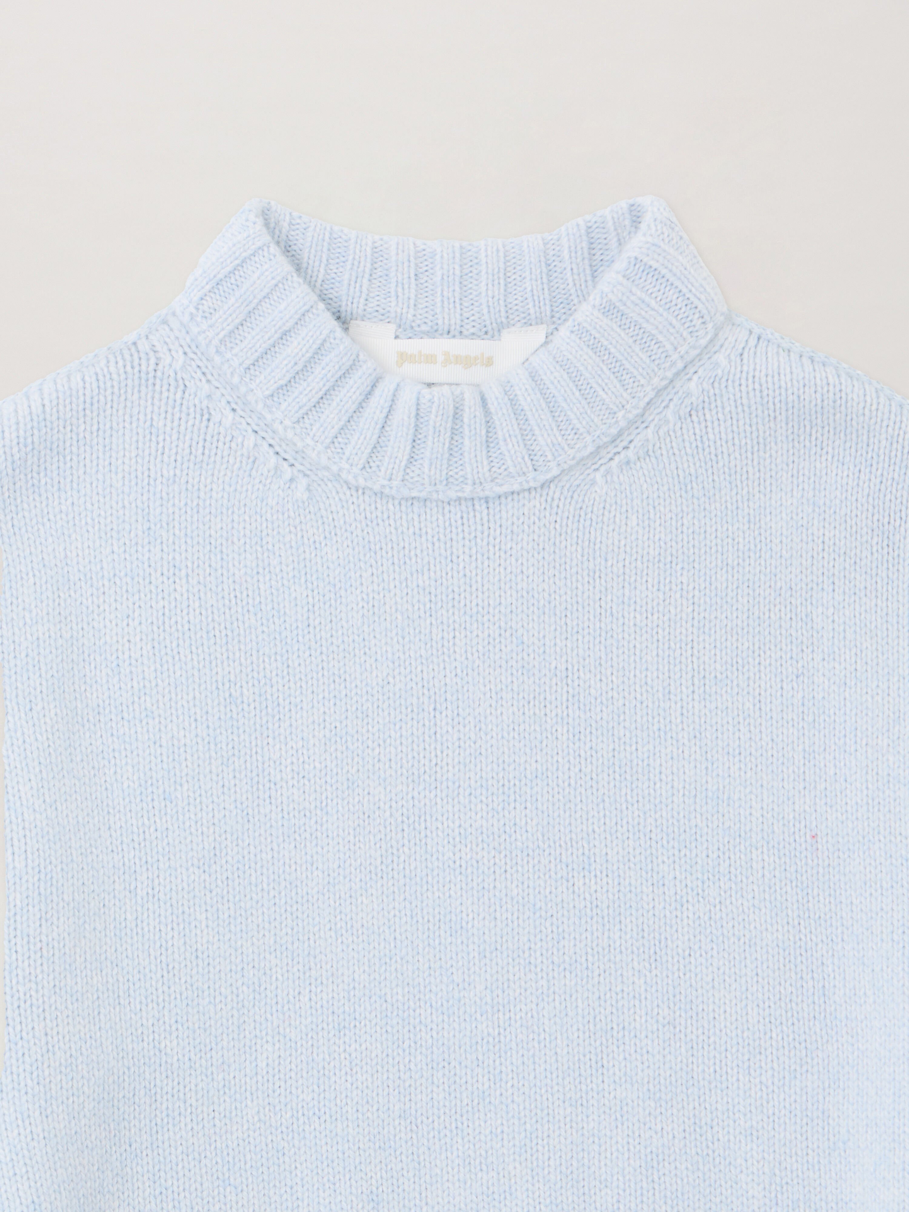 PALM ANGELS Curved Logo Sweater LIGHT BLUE - NAVY BLUE PBHE002F25KNI001