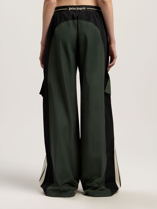 Colorblock Cargo Pants PALM ANGELS Colorblock Cargo Pants FOREST GREEN - BLACK PWCF019F25FAB001