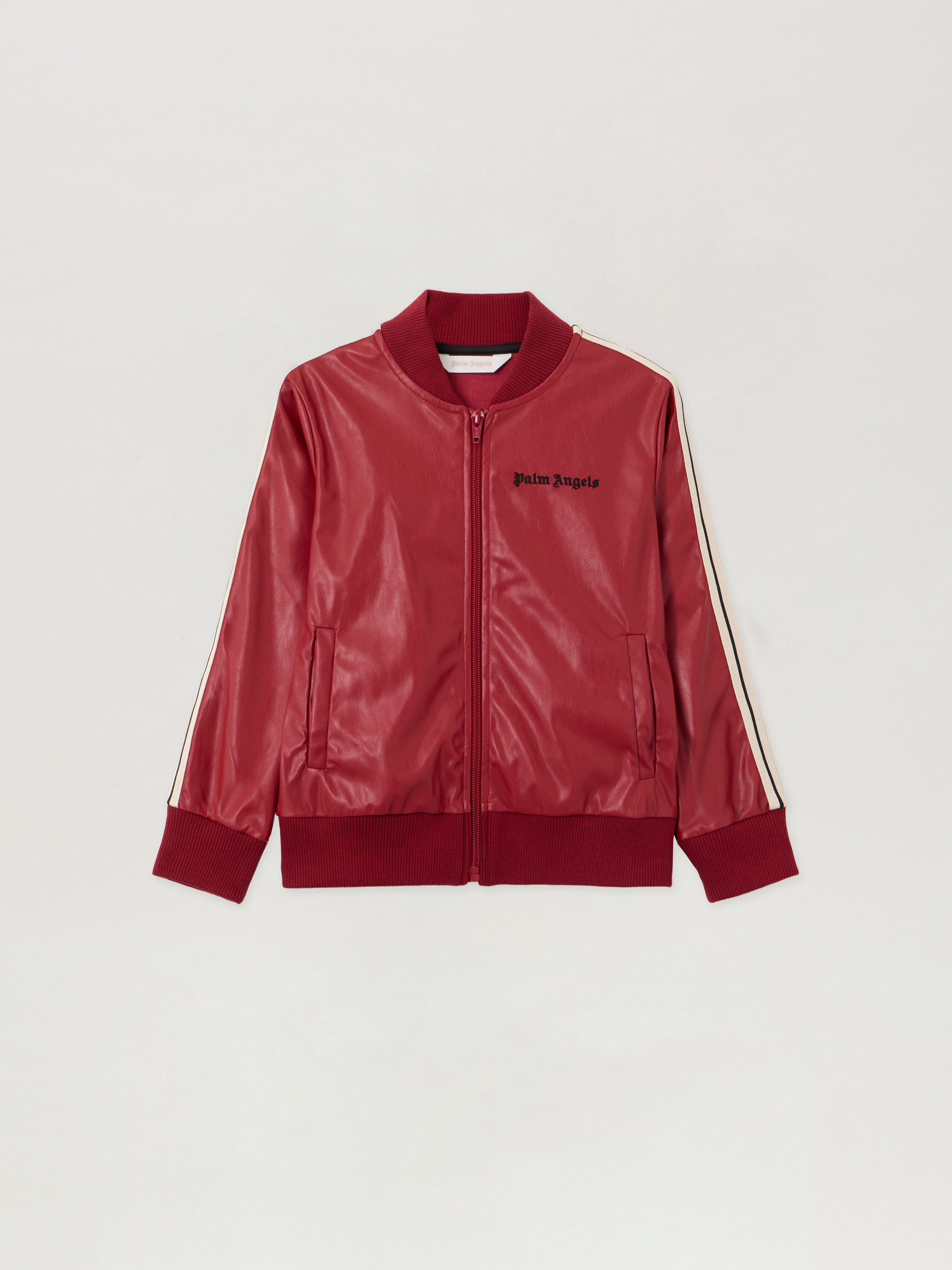 Coated Track Bomber Jacket PALM ANGELS Coated Track Bomber Jacket BRICK RED - BLACK PGEA001F25FAB001