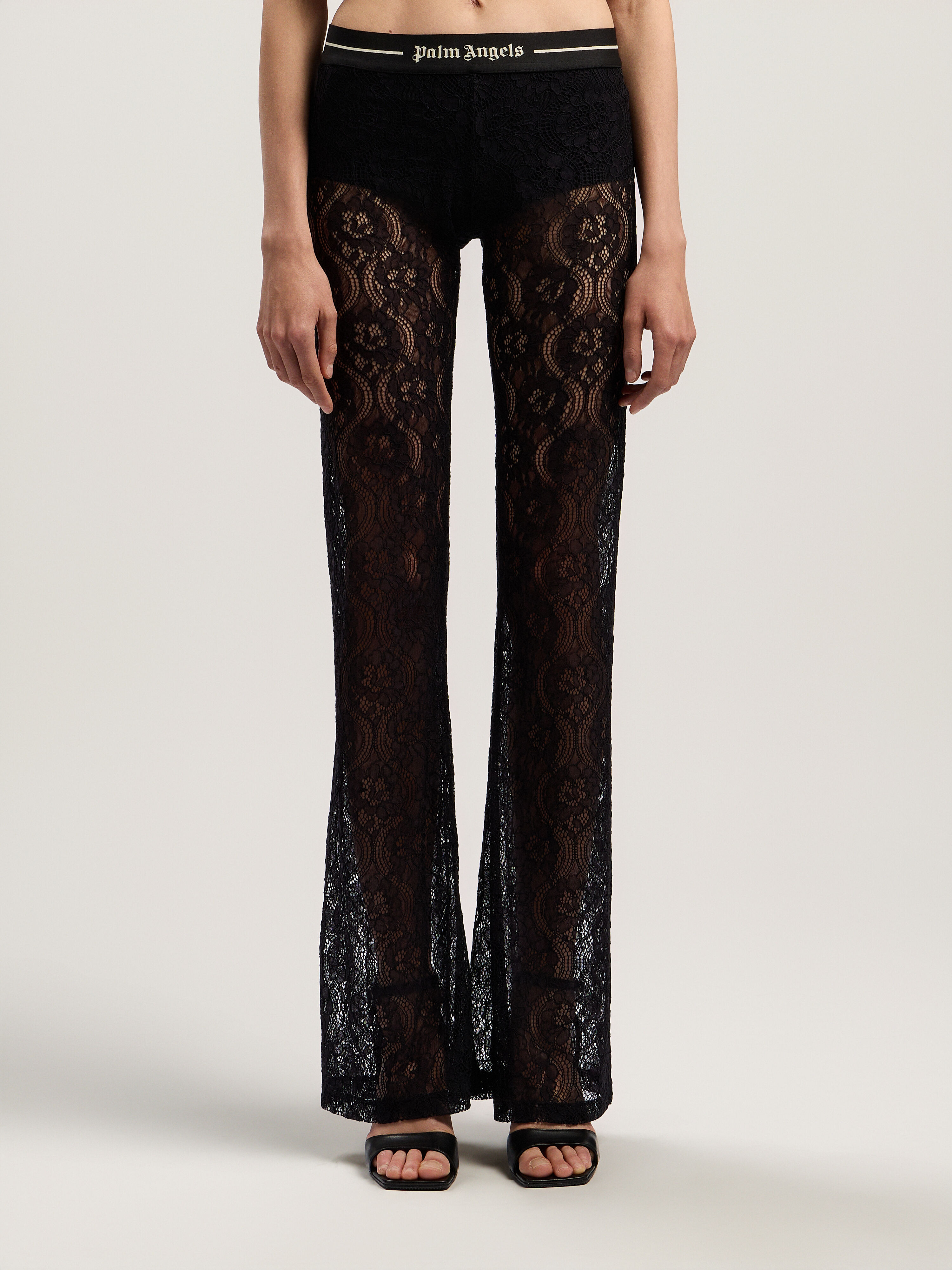 Classic Logo Lace Pants PALM ANGELS Classic Logo Lace Pants BLACK - BLACK PWCA15EF25FAB001