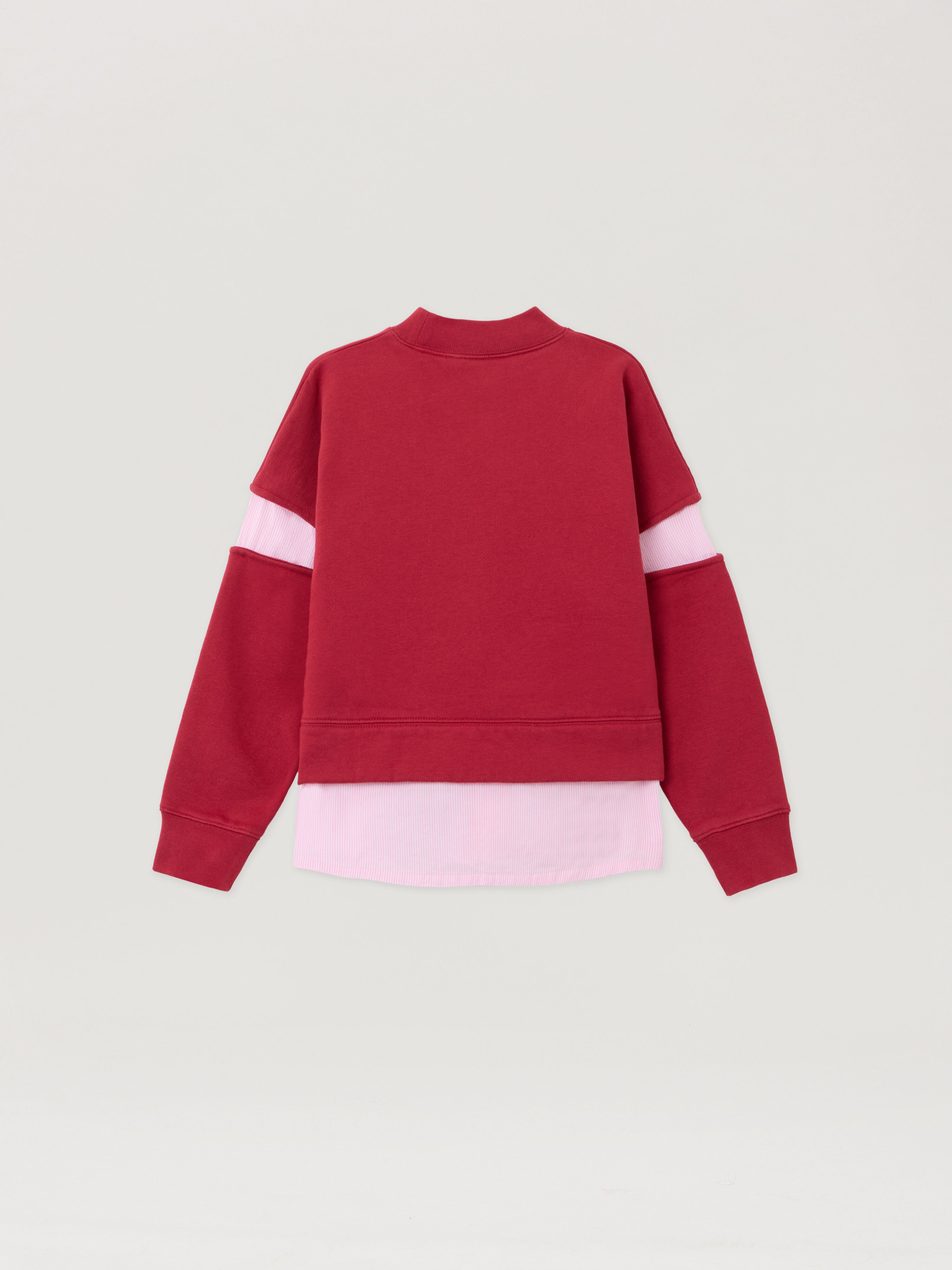 PALM ANGELS Stripes Hybrid Sweatshirt BRICK RED - OFF WHITE PGBA016F25FLE001