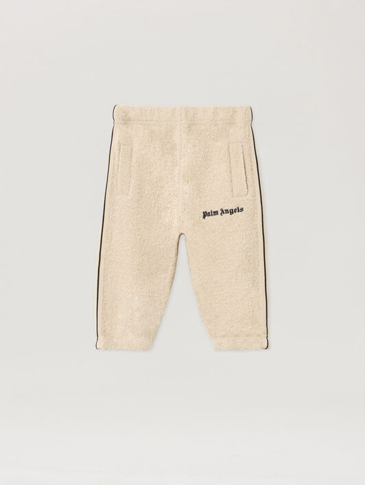 PALM ANGELS Logo Teddy Track Pants ECRU - BROWN PBXQ002F25KNI001