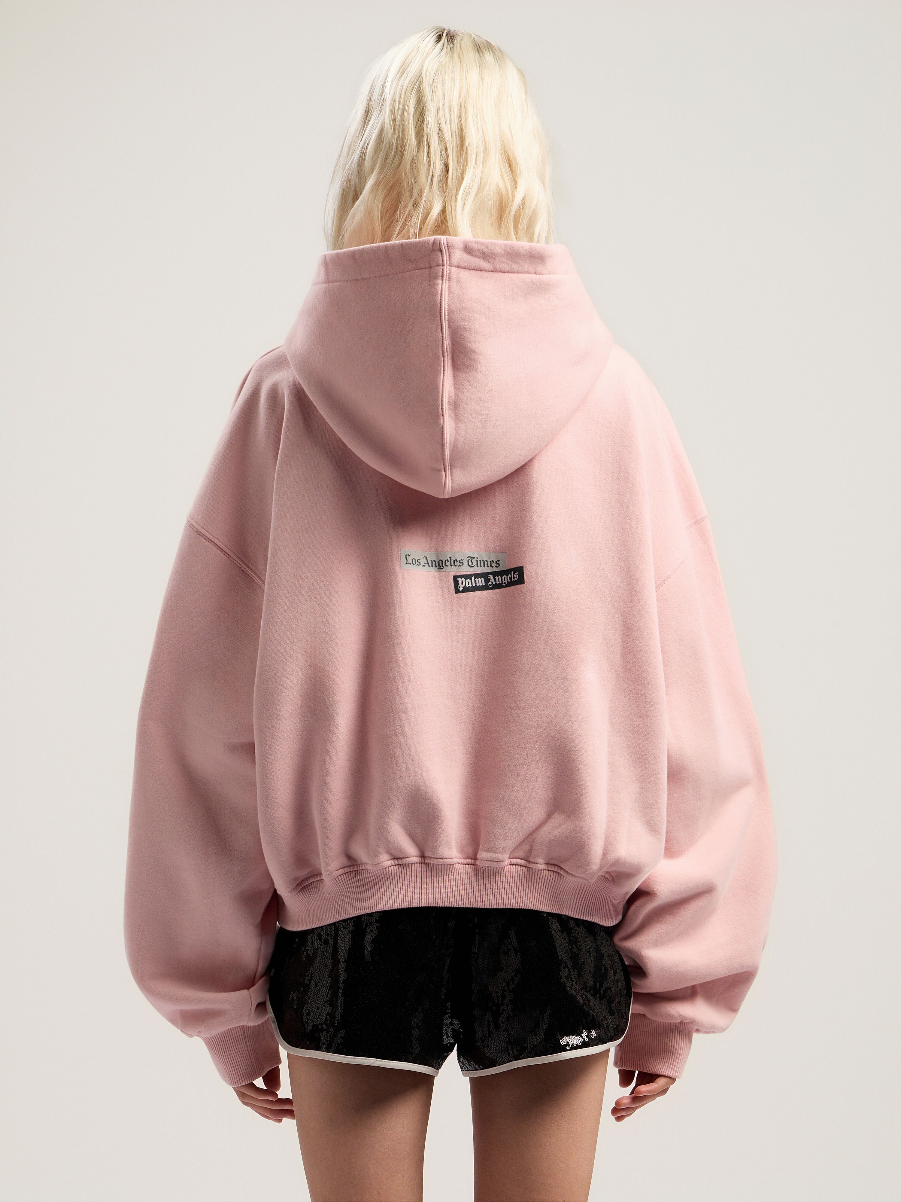 PALM ANGELS PaXLaTimes Quote Crop Hoodie PINK - MULTICOLOR PWBB076F25FLE005