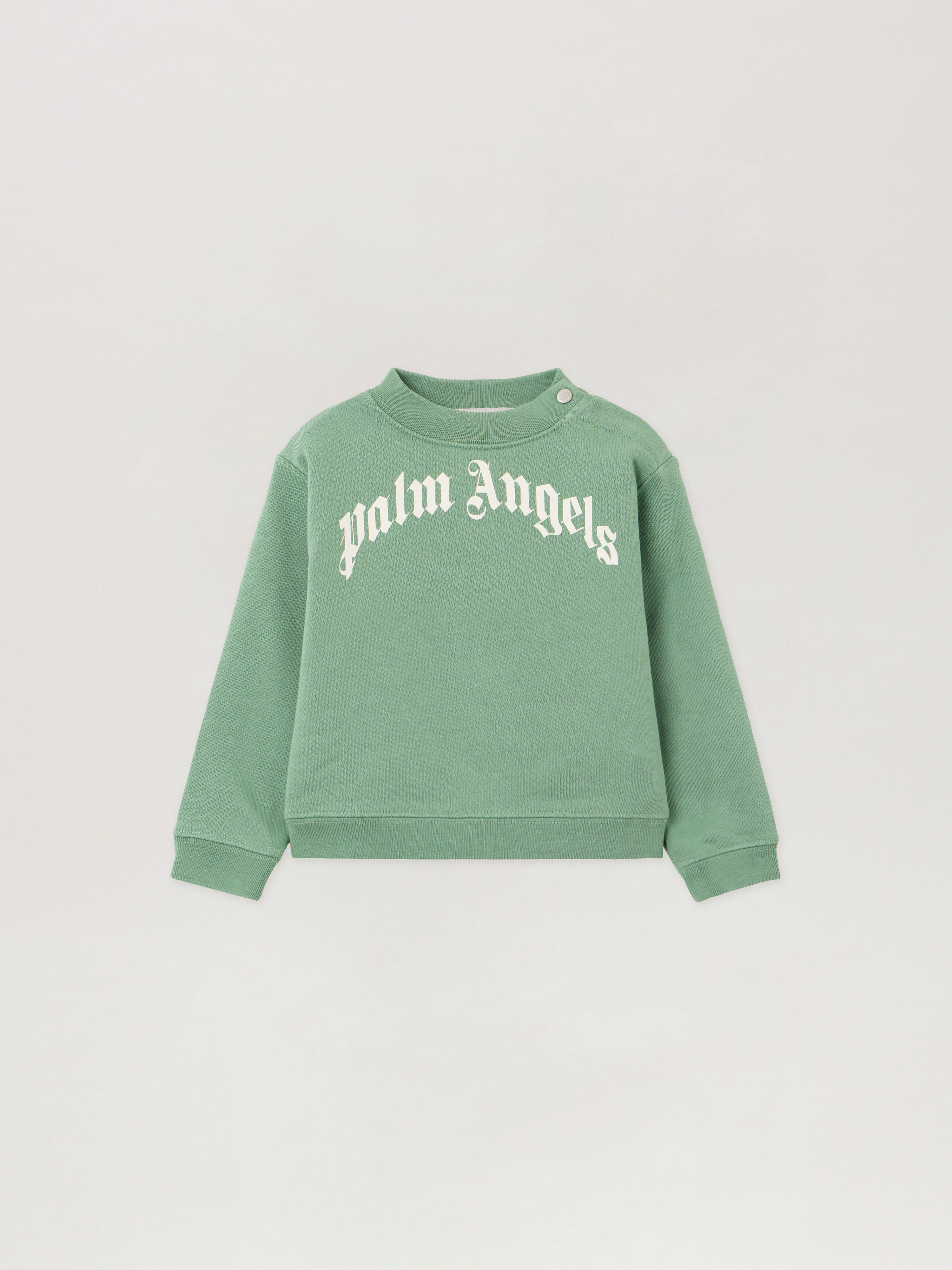 Curved Logo Sweatshirt PALM ANGELS Curved Logo Sweatshirt LIGHT GREEN OFF WHITE PBXC001F25FLE002