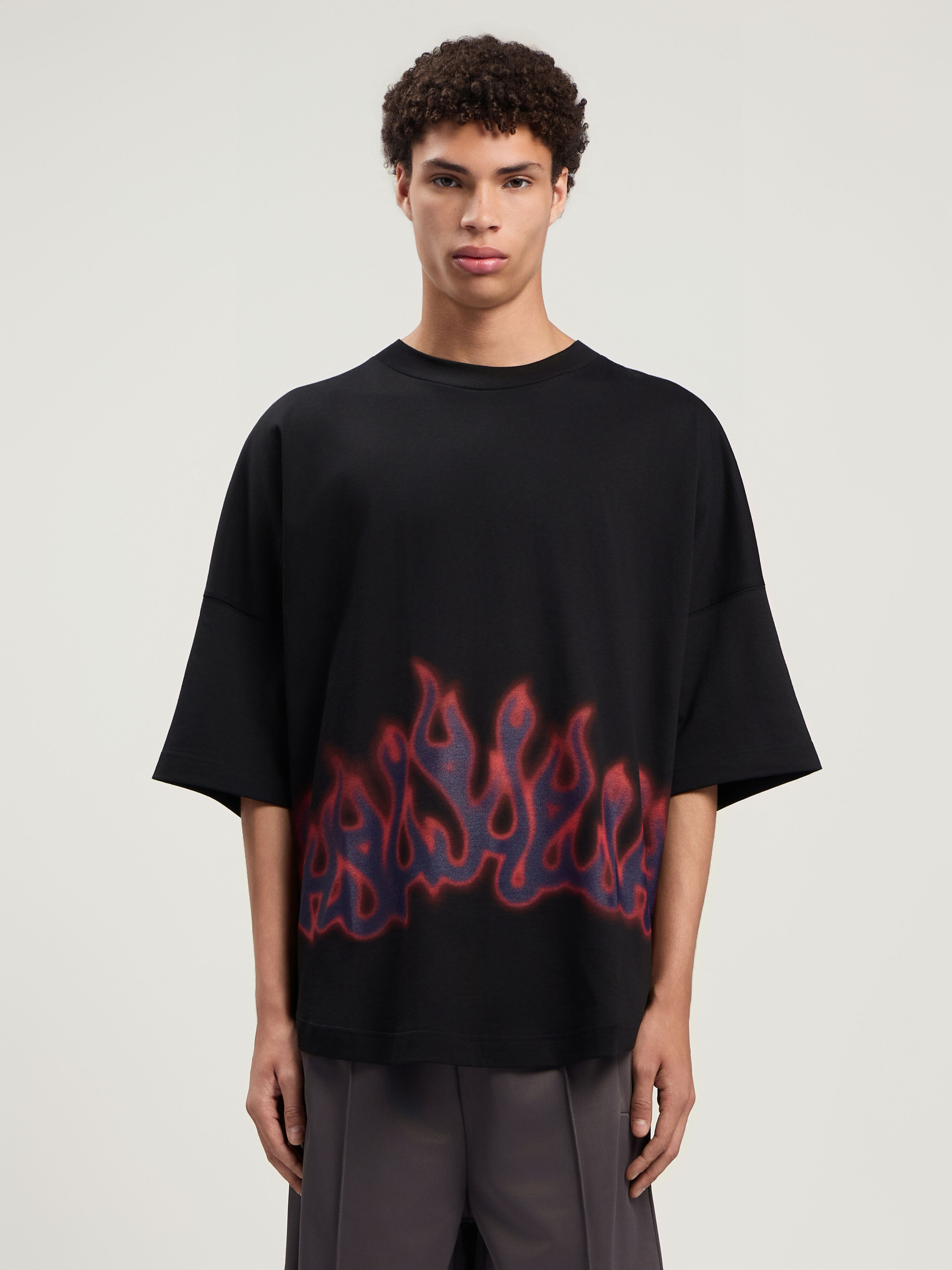 PALM ANGELS Flames Over T-Shirt BLACK - MULTICOLOR PMAA10BF25JER003