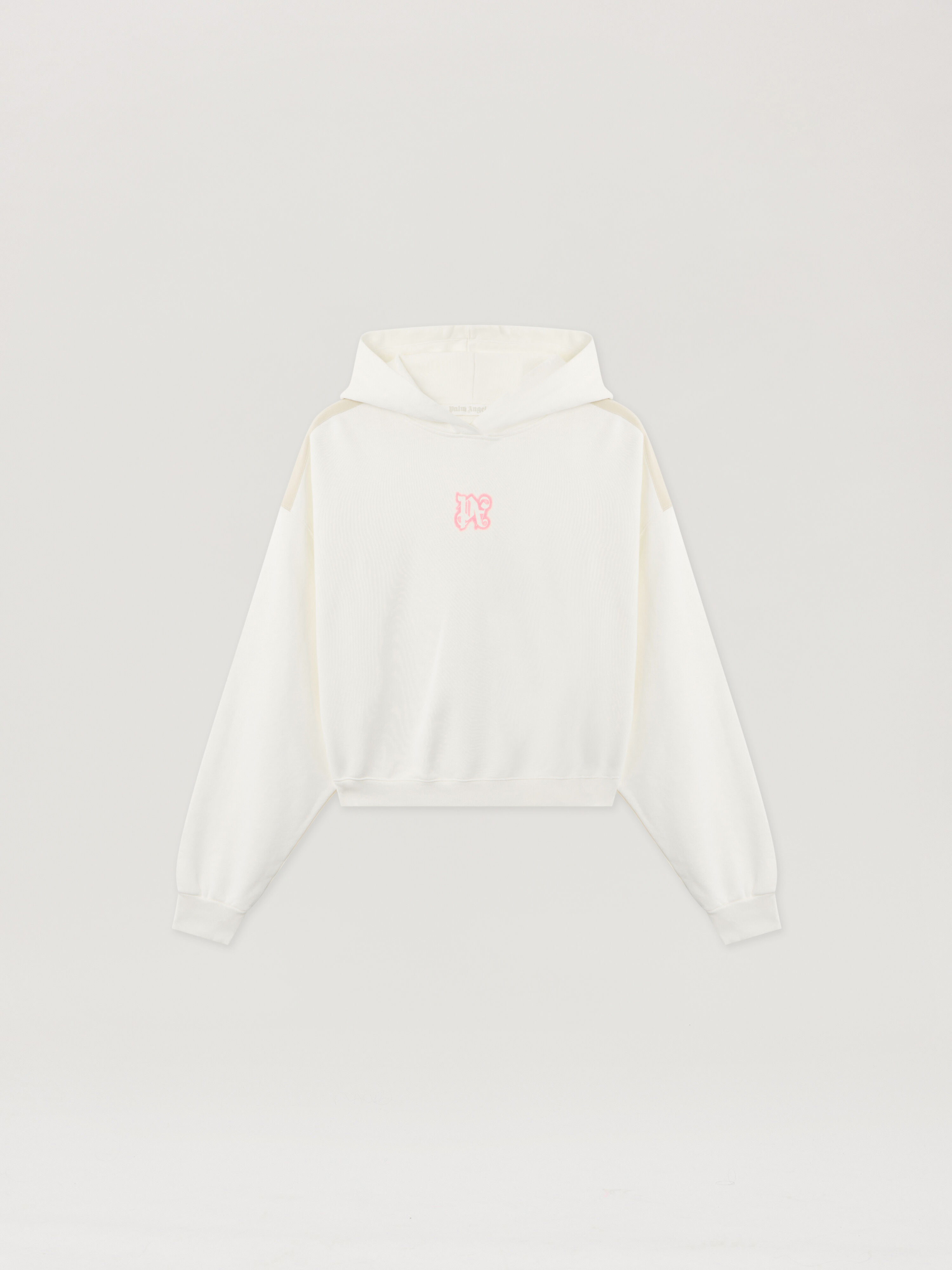 PALM ANGELS Classic Logo Neon Crop Hoodie OFF WHITE - PINK PWBB076F25FLE007