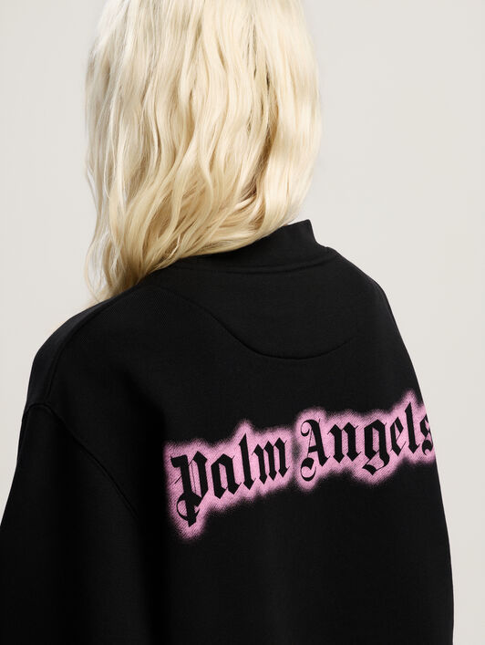 PALM ANGELS Neon Balloon Crew Sweatshirt BLACK - PINK PWBA05CF25FLE003