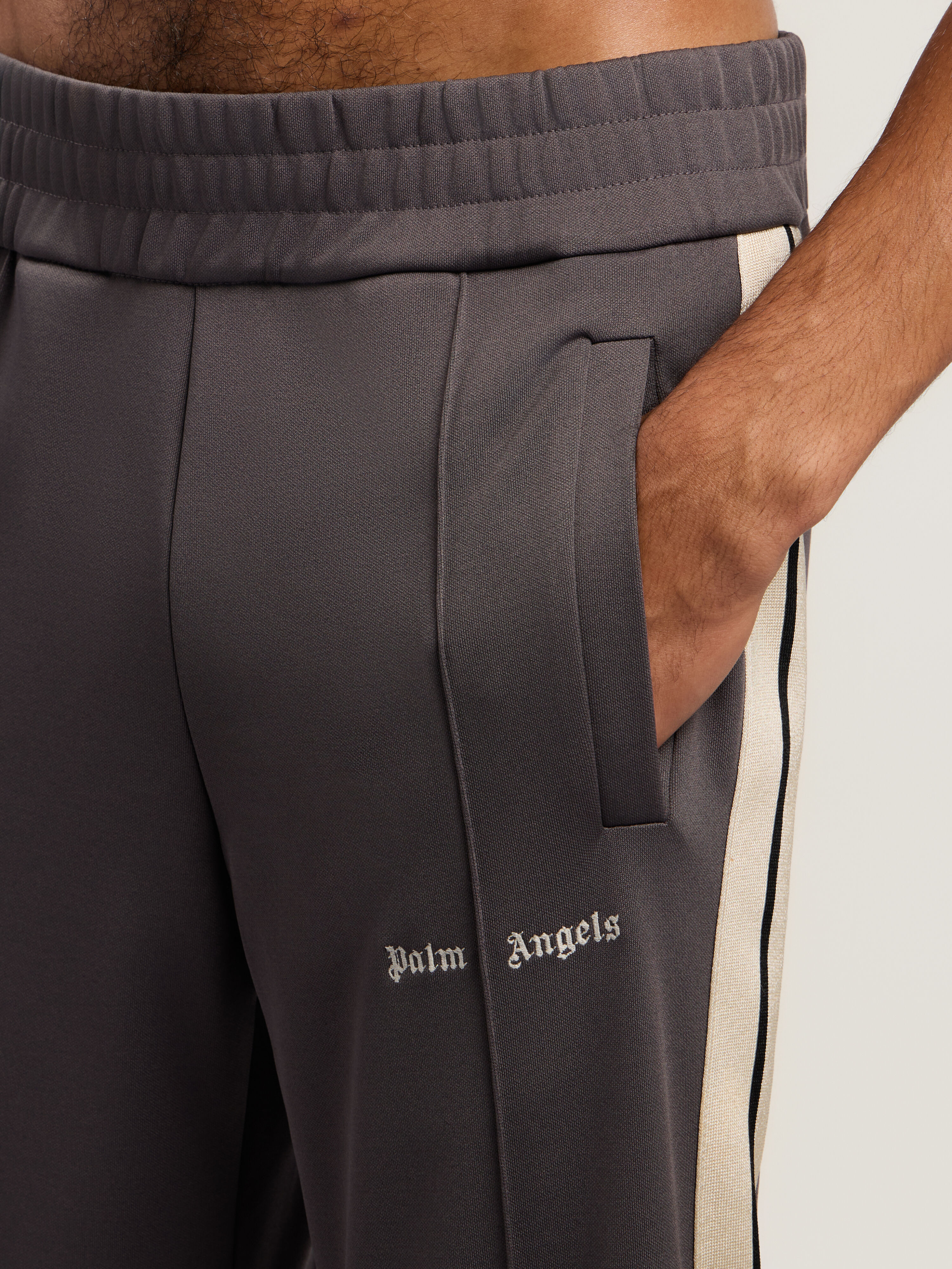 PALM ANGELS Classic Logo Track Pants DARK GREY - OFF WHITE PMCJ020F25FAB003