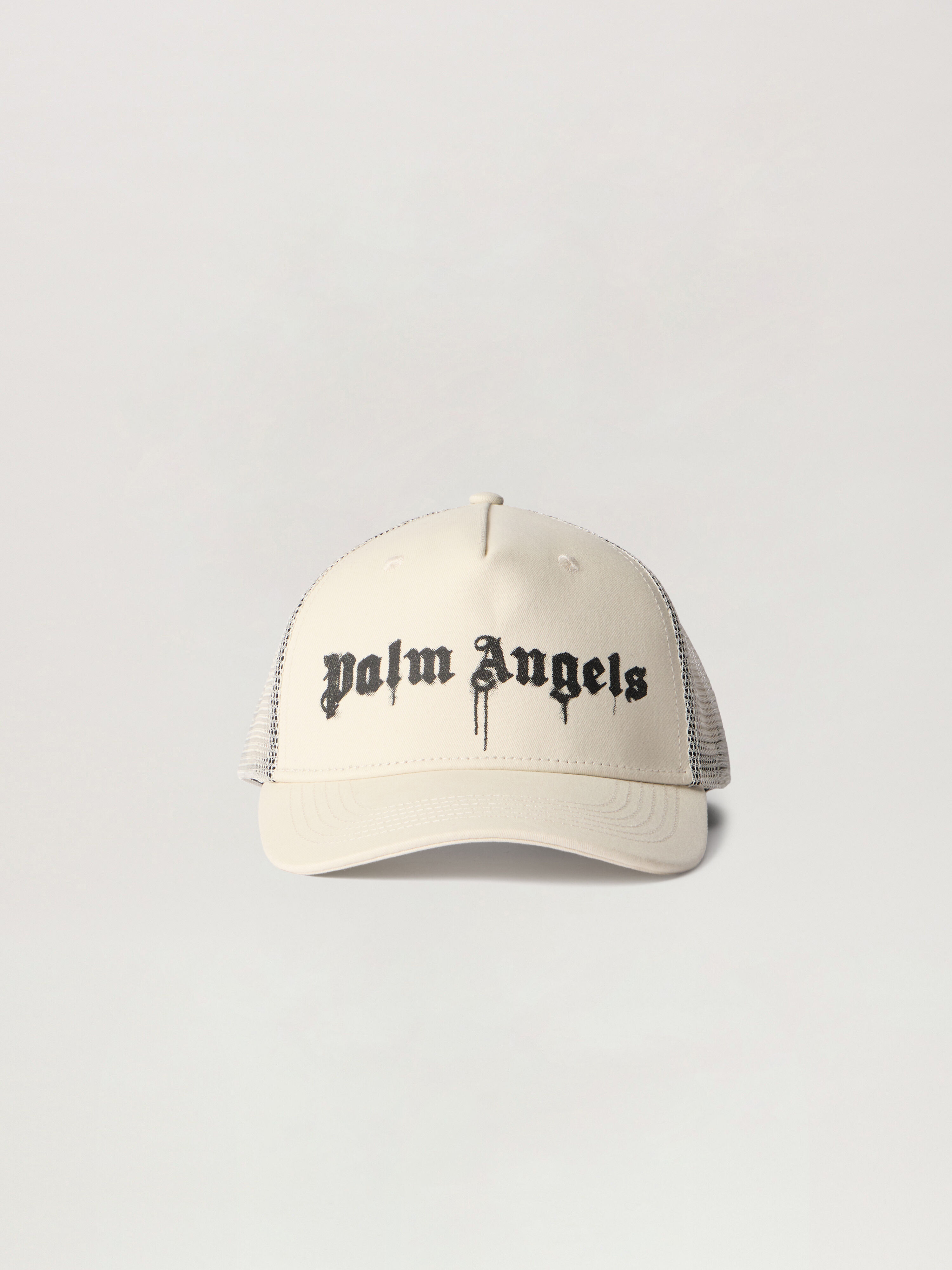 Spray Logo Trucker Cap PALM ANGELS Spray Logo Trucker Cap OFF WHITE - BLACK PMLB068F25FAB002