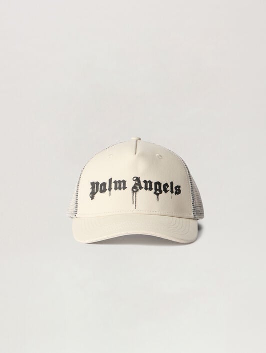Spray Logo Trucker Cap PALM ANGELS Spray Logo Trucker Cap OFF WHITE - BLACK PMLB068F25FAB002