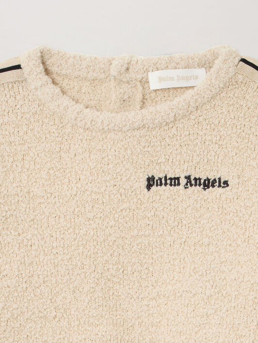 PALM ANGELS Logo Teddy Track Sweater ECRU - BROWN PBXP003F25KNI001